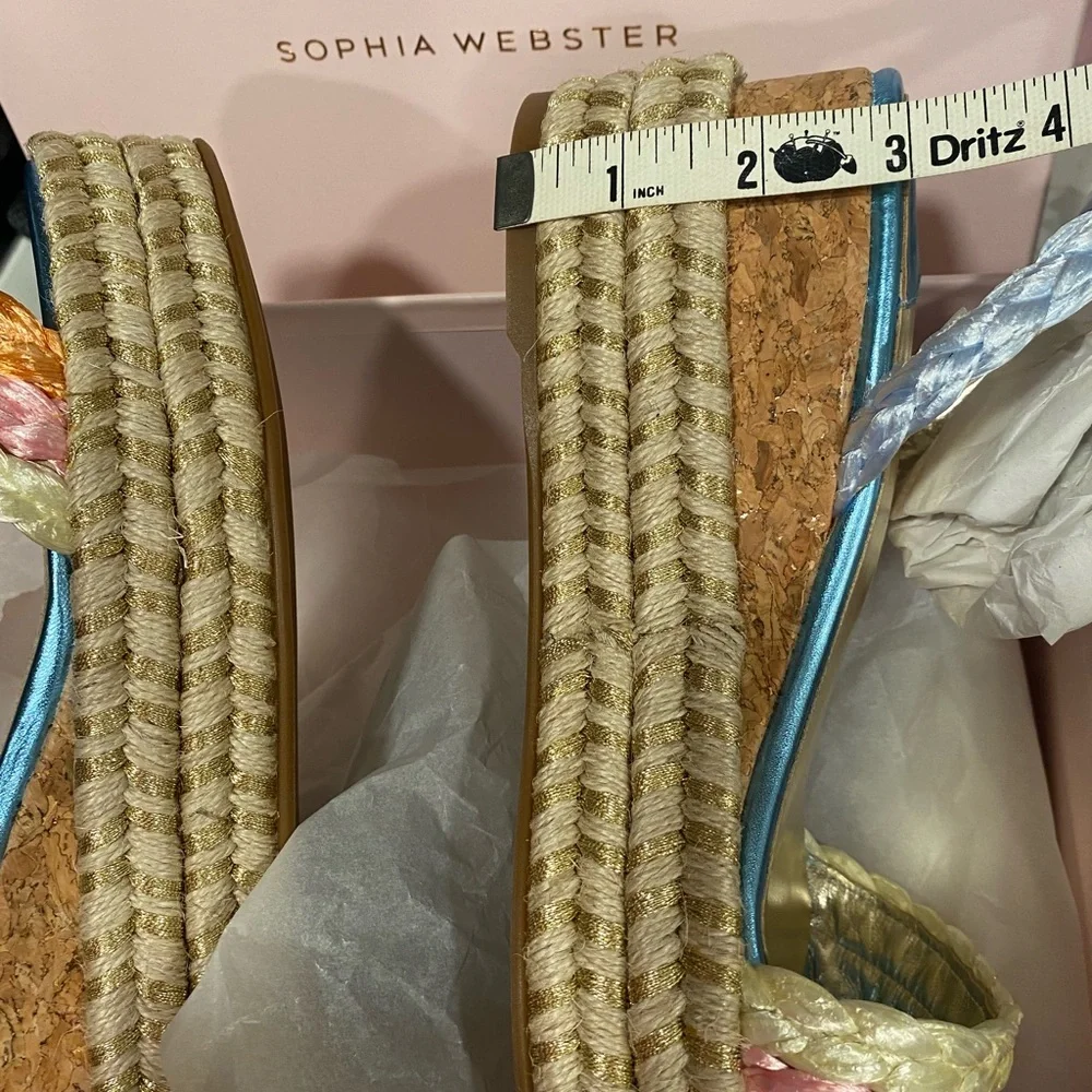 Sophia Webster Wedges Heels Ines Espadrille Metallic Cork Shoes 8 - Picture 10 of 12